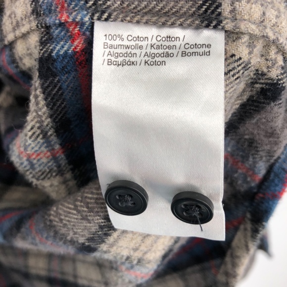 Lacoste Mens Flannel Shirt Size Medium Plaid Button Up Long Sleeve Blue Gray - Picture 7 of 14